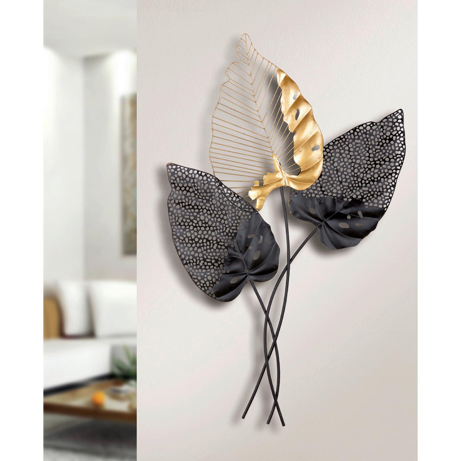 Metallbild Santos Schwarz/Goldfarben - Goldfarben/Schwarz, Basics, Metall (65/107cm)
