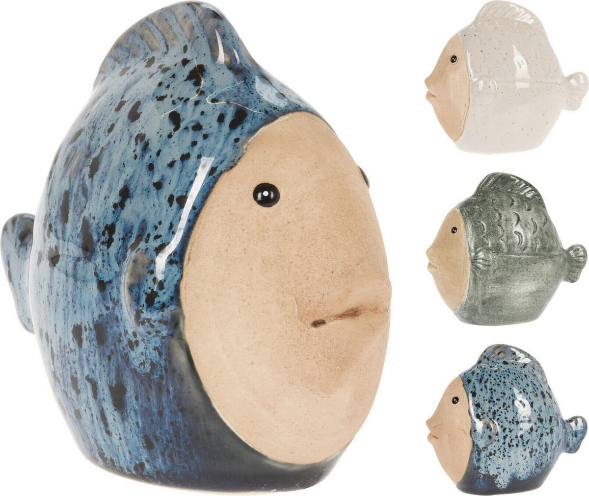 Dekor Hal Fish - kék/fehér, Trend, kerámia (11/6/9,5cm)