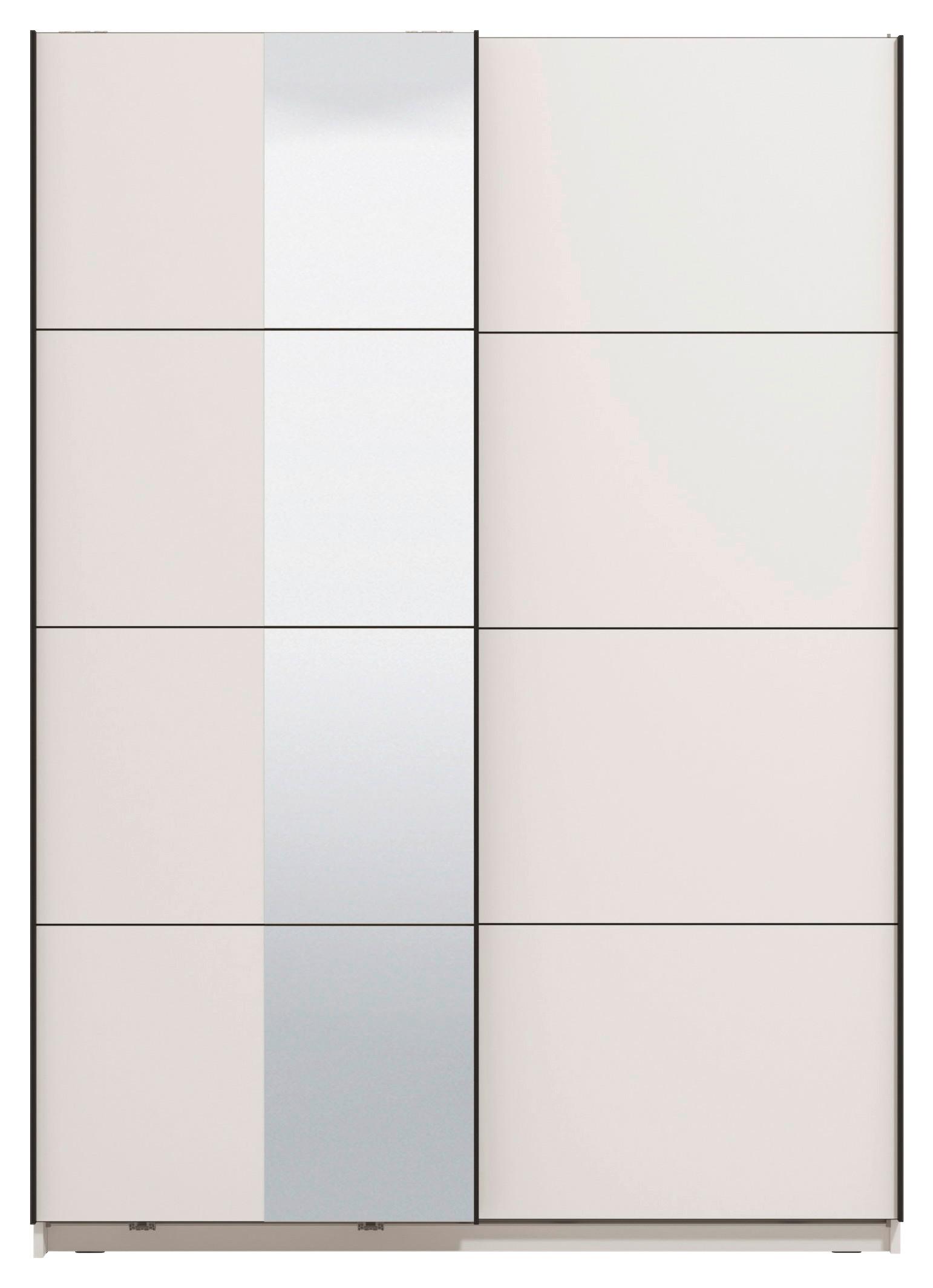Schwebetürenschrank Gard 150 in Weiss - Weiss/Schwarz, Konventionell, Holzwerkstoff/Metall (146/217/61cm) - Mömax
