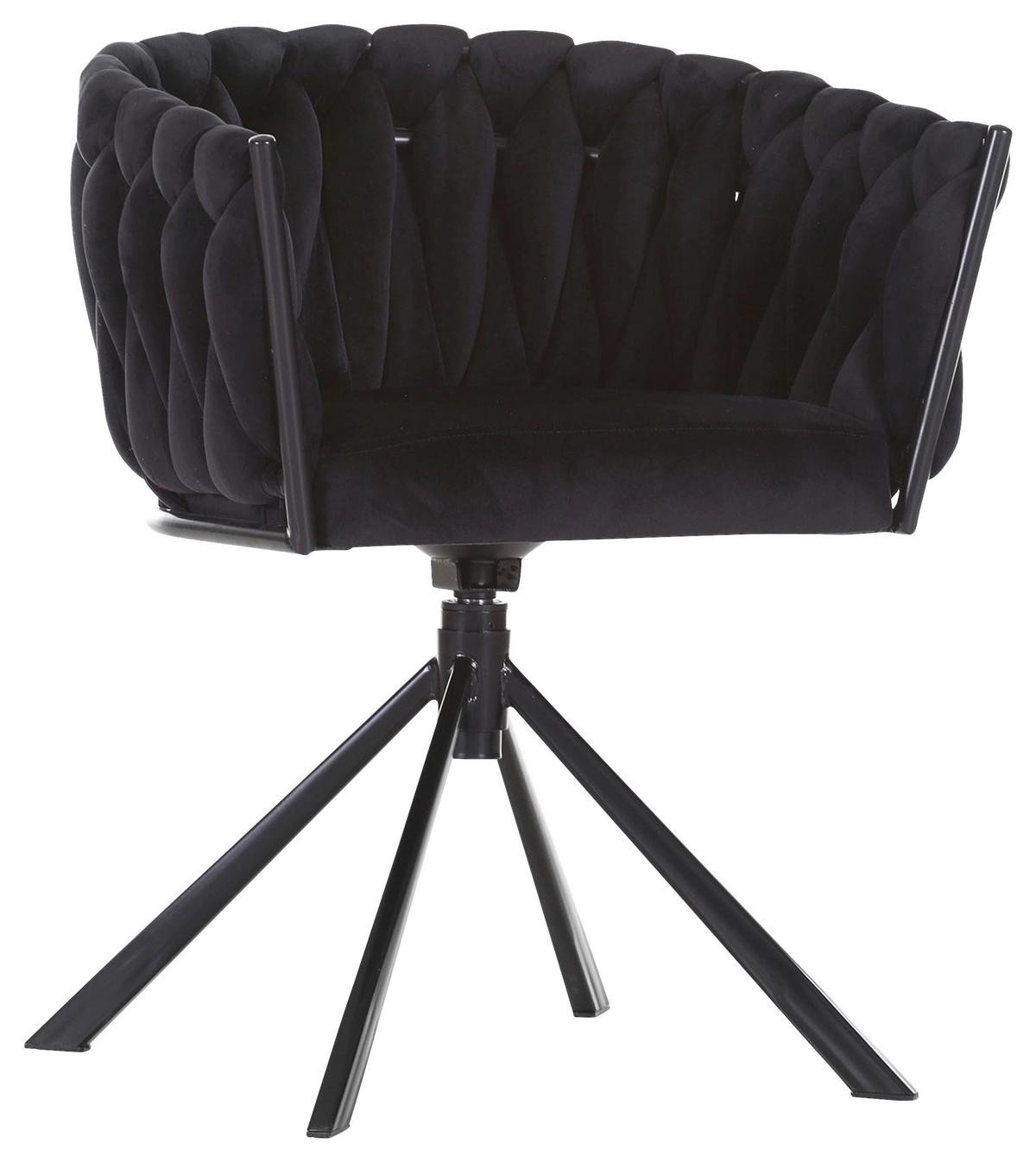 KRZESŁO Z PODŁOKIETNIKAMI WEAVY - czarny, Modern, metal/tkanina (60/78/55cm) - Livetastic