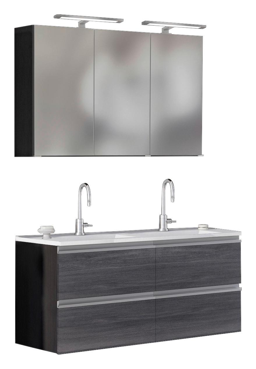 Badezimmer in Silber/ Eichefarbe 'Arezzo' - Eichefarben/Silberfarben, Basics, Holzwerkstoff/Stein (120cm) - Held