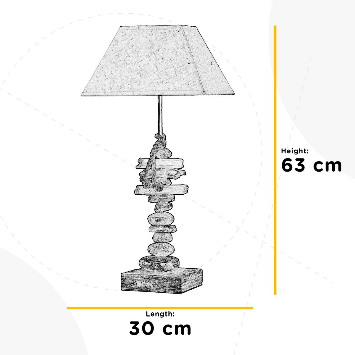 Tischlechte Seregon Weiß max. 22 Watt - Schwarz, Natur, Textil/Stein (30/25/63cm)