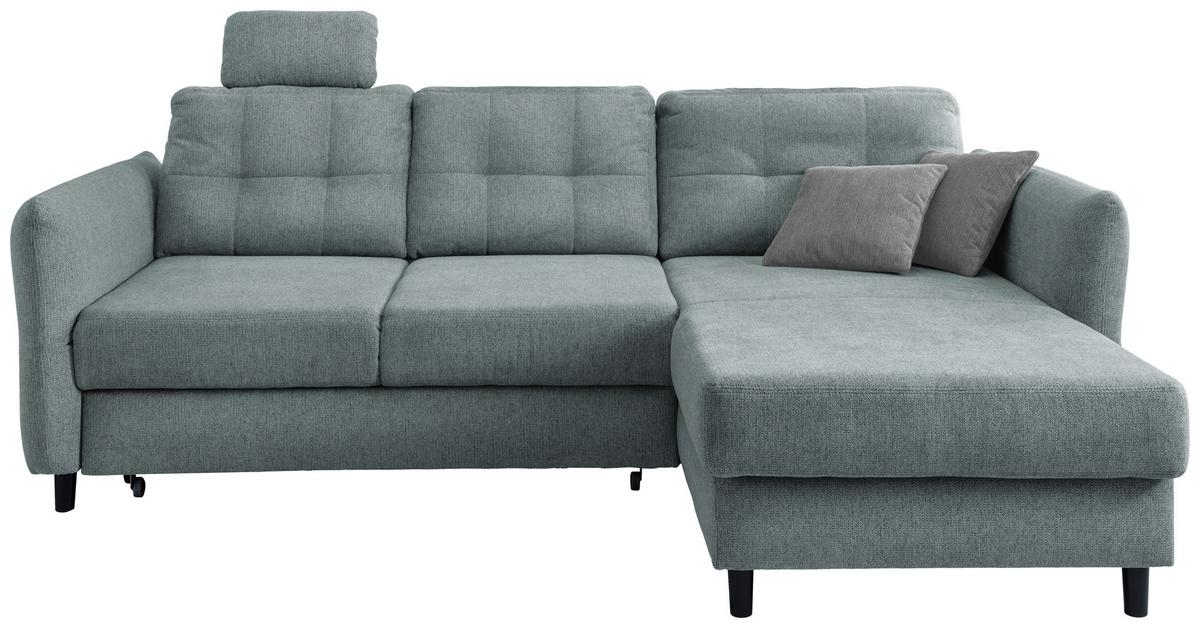 Wohnlandschaft Brizzini Mintgrau Chenille - Mintgrau/Blau, MODERN, Holz/Textil (250-280/176cm) - Livetastic