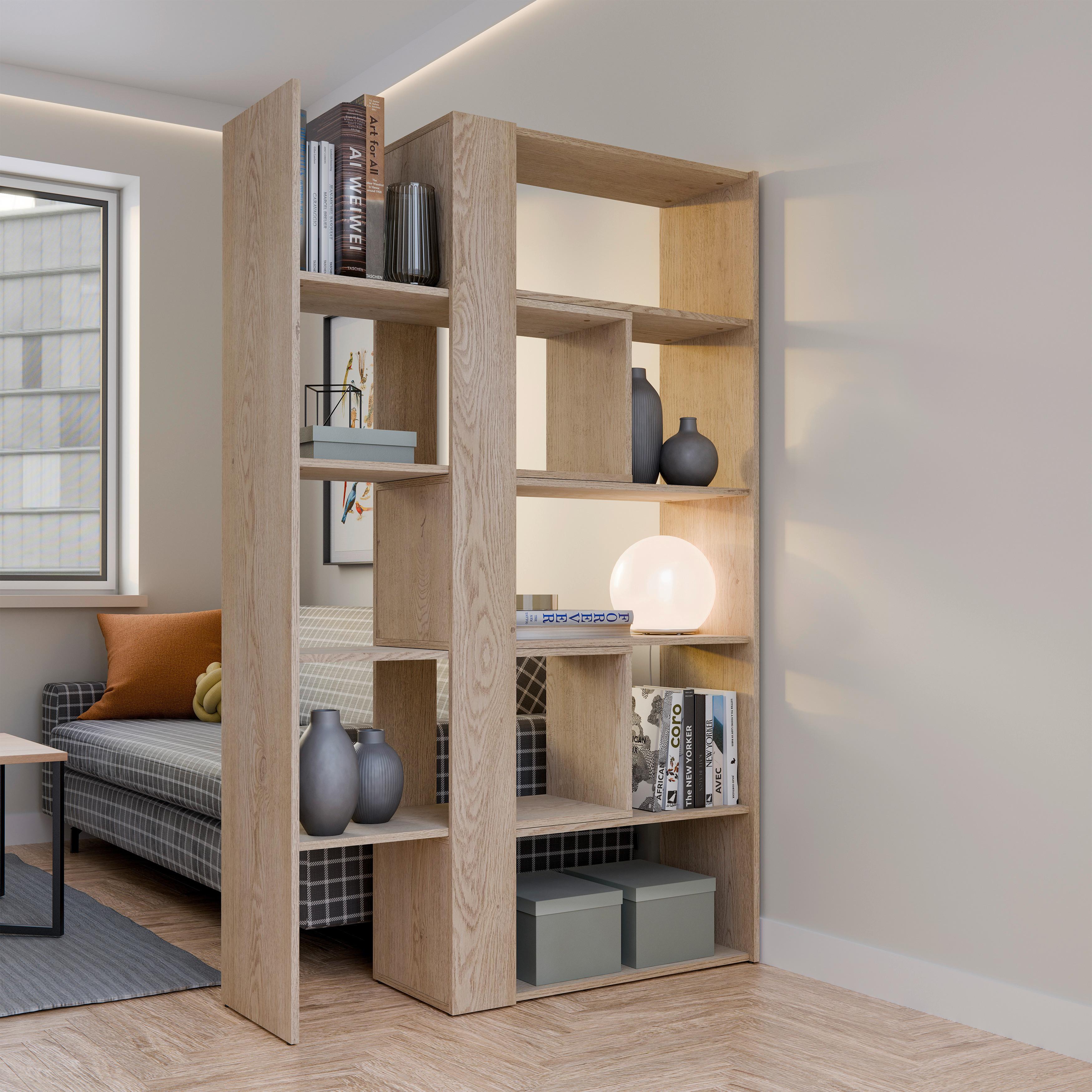 Etajeră MOTUS - culoare lemn stejar, Modern, material pe bază de lemn (82-146/180/35cm) - Modern Living
