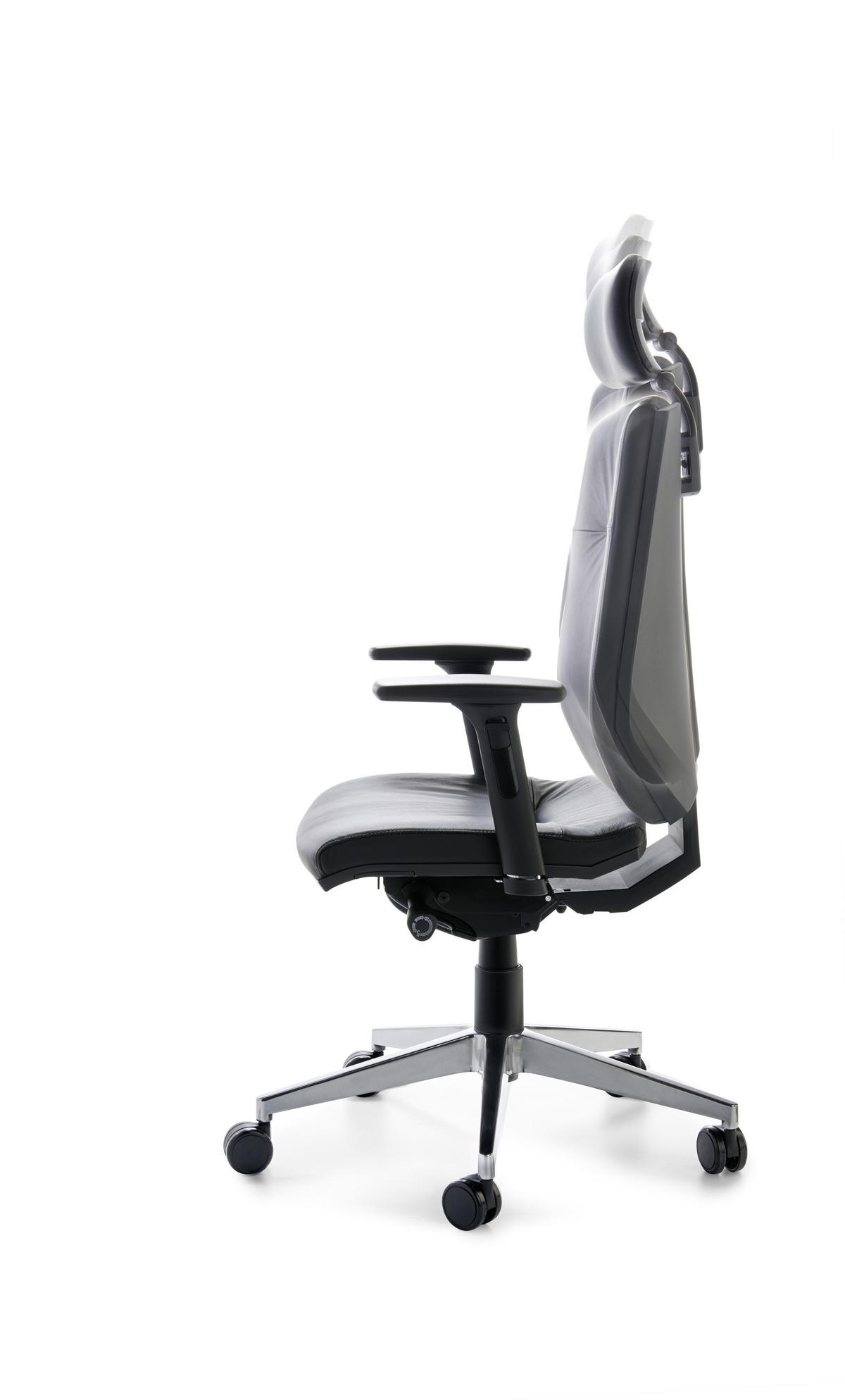 Drehstuhl My Contract Line Schwarz - Chromfarben/Schwarz, ROMANTIK / LANDHAUS, Leder/Holz (66/123-141/62cm) - MID.YOU