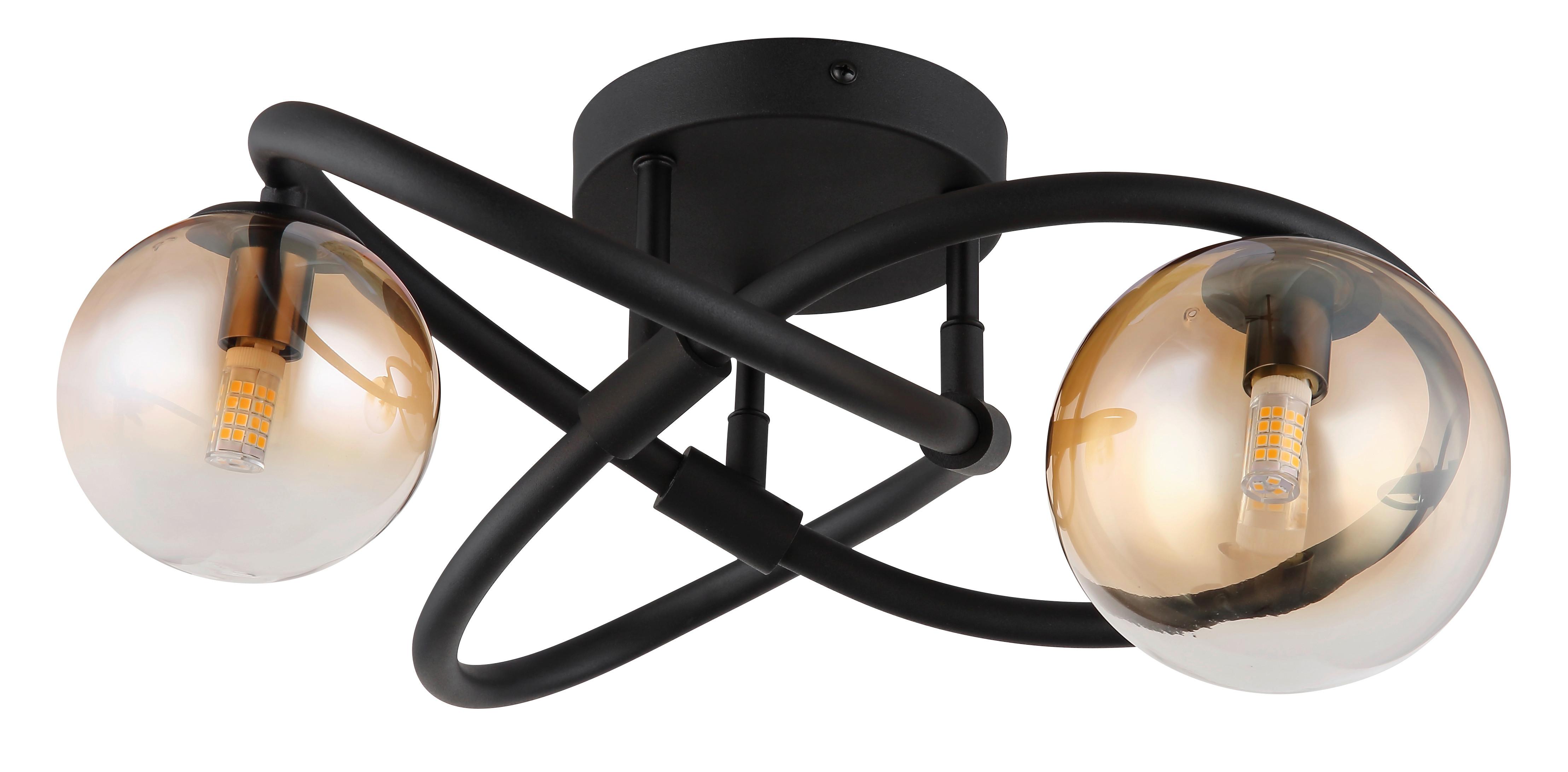 LED-Deckenleuchte Tuberius Klar/Schwarz max. 3,5 Watt - Klar/Schwarz, Design, Glas/Metall (41/41/20cm) - Globo