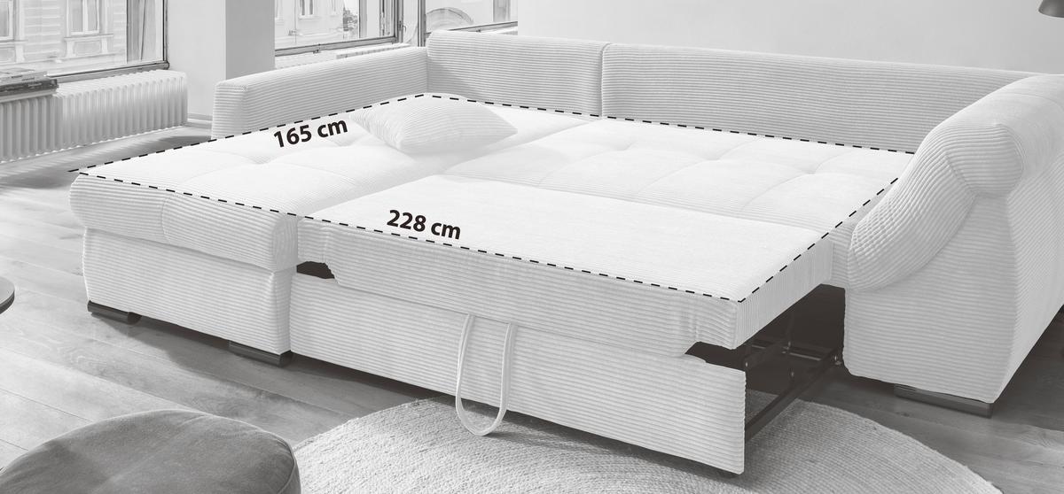 Wohnlandschaft Frederico Graubraun Cord - Graubraun/Schwarz, MODERN, Holz/Textil (188/302cm) - MID.YOU