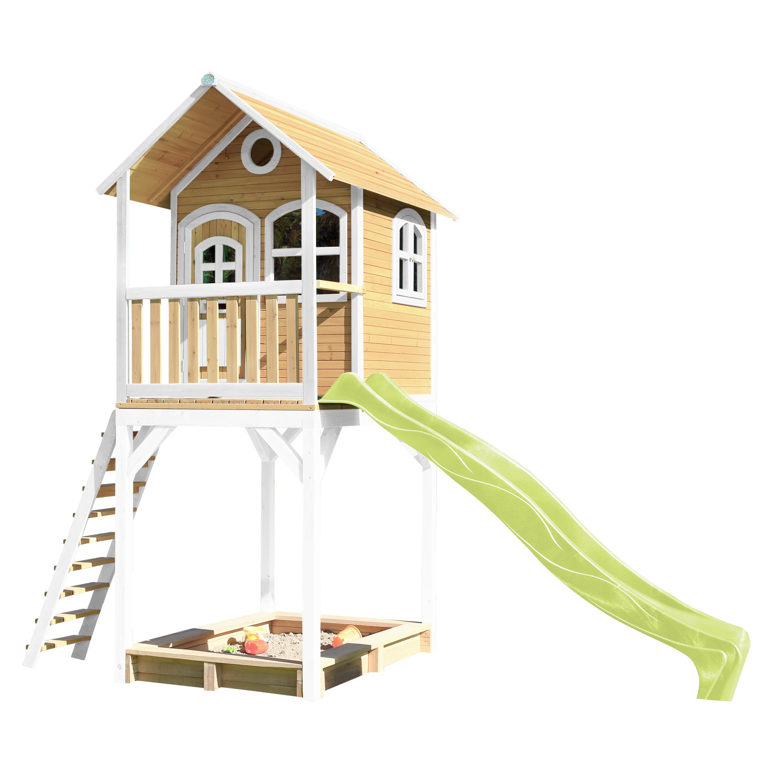 Spielhaus Romy aus Zedernholz - Braun/Weiß, Basics, Holz/Kunststoff (420/320/191cm) - Ambia Garden