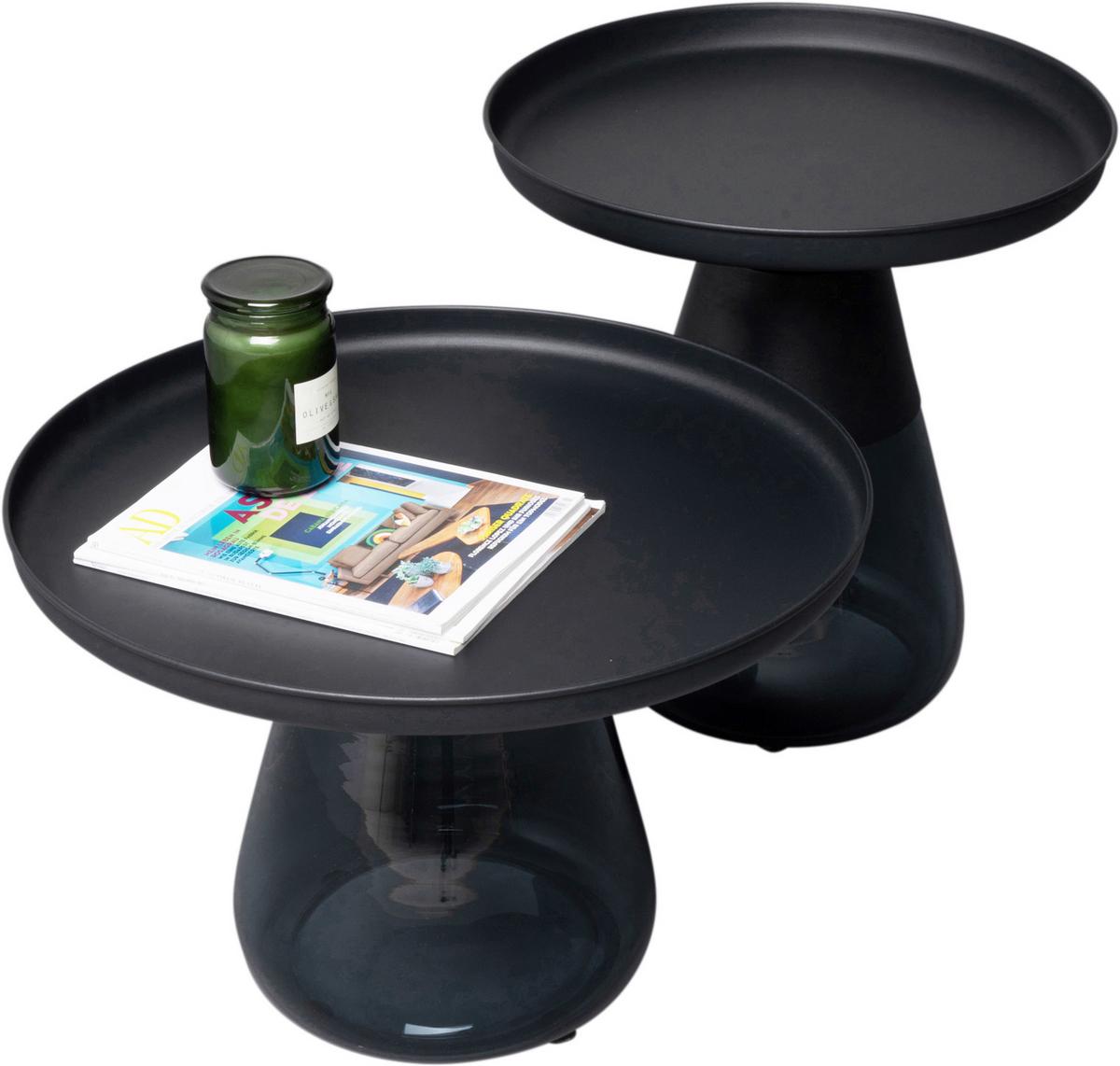 Beistelltisch Bottiglia Schwarz/Blaugrau - Blaugrau/Schwarz, MODERN, Glas/Metall (50/52/50cm) - Kare-Design