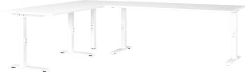Eckschreibtisch Ribera in Weiss - Weiss, Modern, Holzwerkstoff/Metall (240/68-91/220cm) - Premium Living