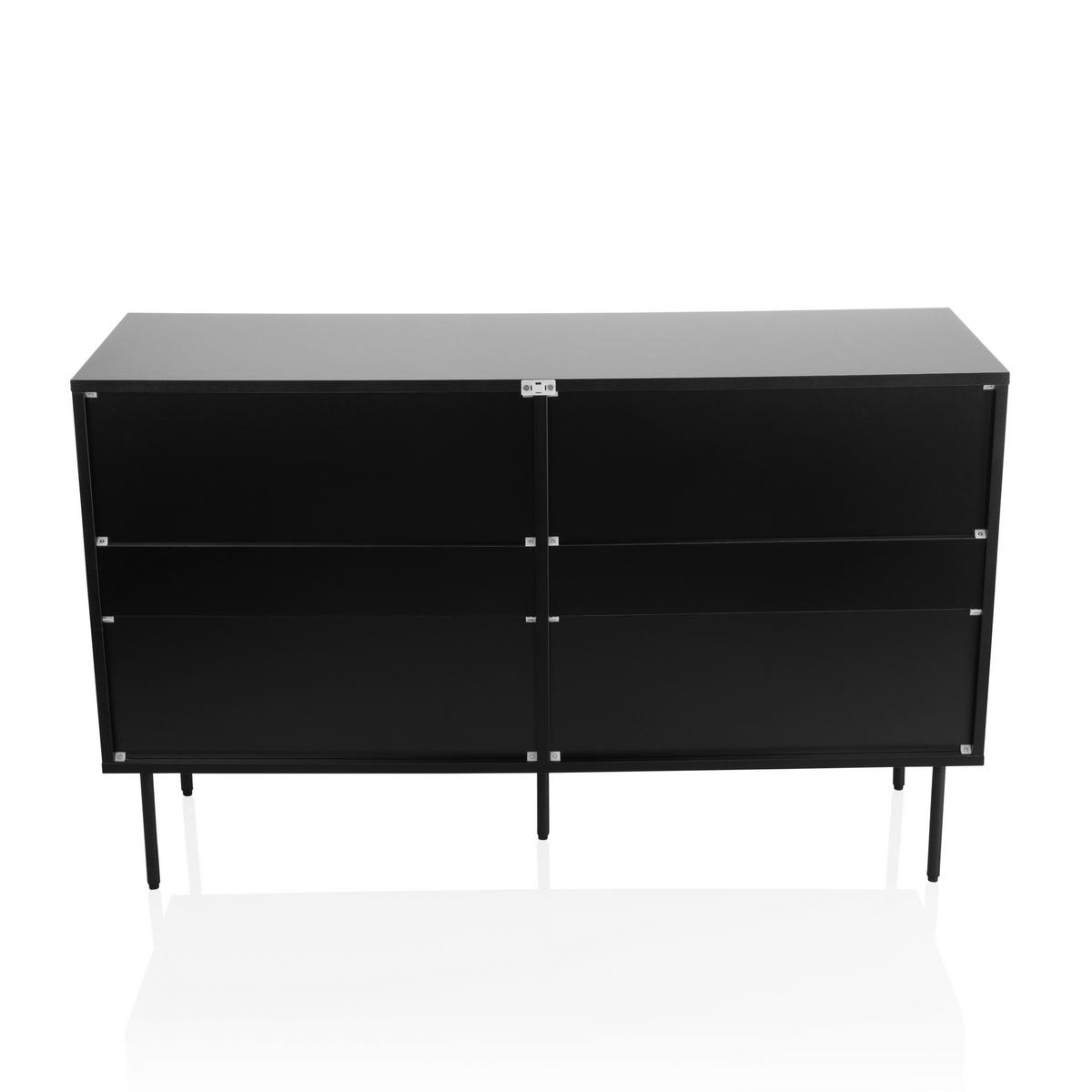 Komoda Karby, Črna - črna, Moderno, kovina/leseni material (120/40/75cm) - MID.YOU