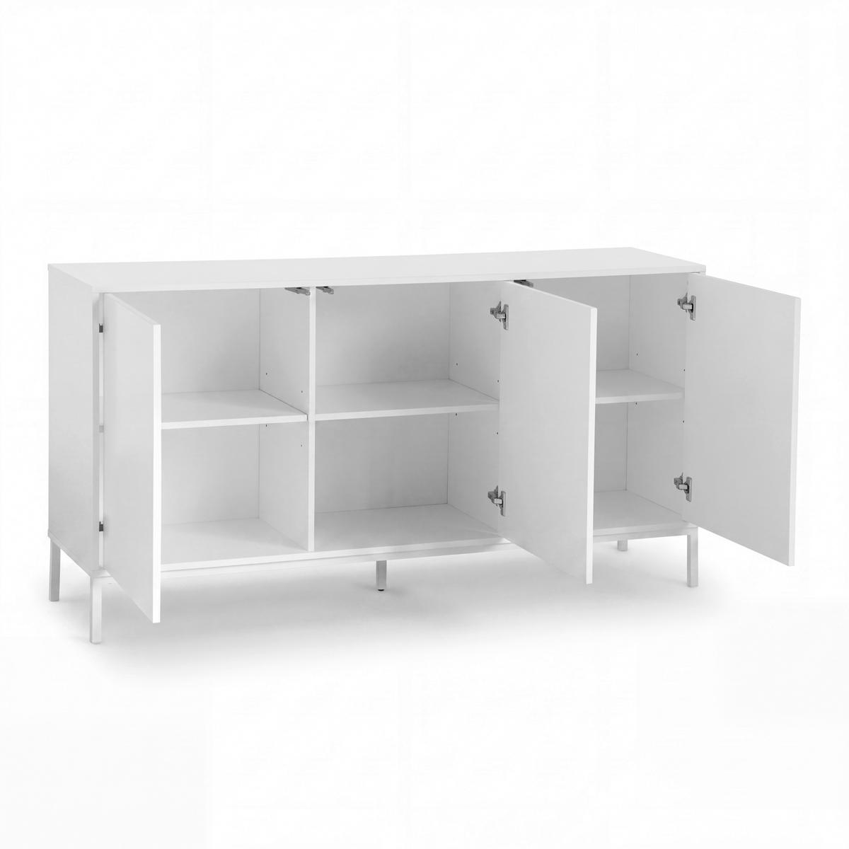 Sideboard Mdf/eisen - Weiss, Modern, Holzwerkstoff/Metall (150/80/40cm) - Bessagi Home
