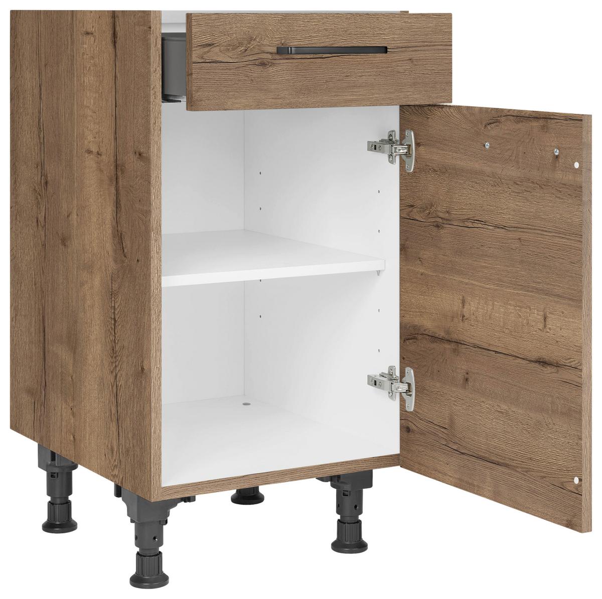 Schubkastenunterschrank Structura Eiche dunkel - Eiche dunkel/Schwarz, MODERN, Holzwerkstoff/Metall (45/87/56cm) - Nobilia
