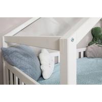 Hausbett Lou m. Zusatzbett ca. 100x200 cm Holz Weiß - Weiß/Naturfarben, MODERN, Holz/Textil (100/200cm) - Livetastic