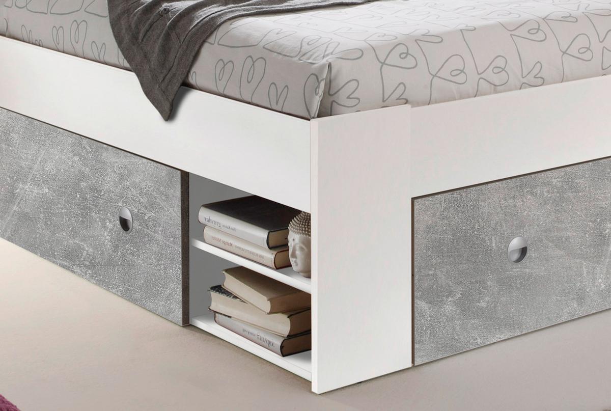 Posteljna Garnitura Stefan, S Predali, 140x200 - siva/bela, Moderno (140/200cm) - Boxxx