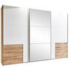 Schwebetürenschrank Level 36A ca. 300x216 cm Eiche m.Spiegel - Chromfarben/Eichefarben, MODERN, Glas/Holzwerkstoff (300/216/65cm) - MID.YOU