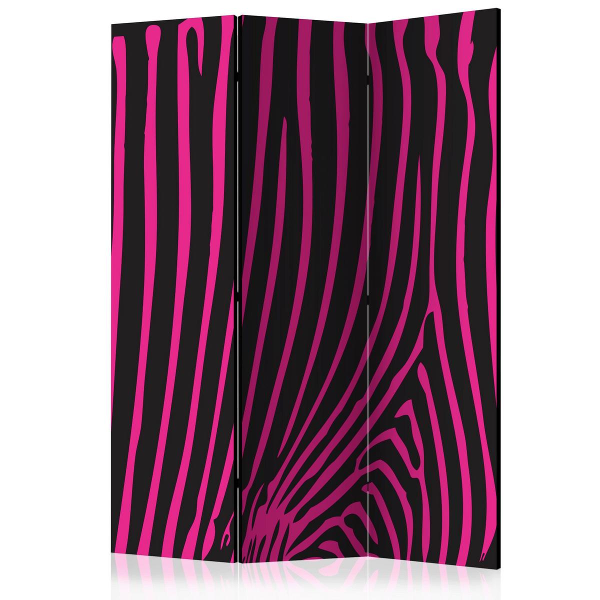 Paravan Zebra Pattern Pink, 3-Delni, Dvostranski - pink/črna, Basics, tekstil/les (135/172/3cm) - artgeist