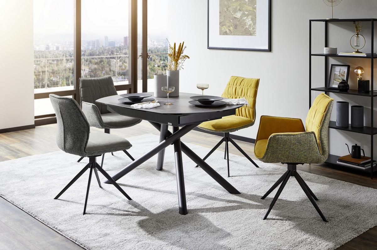 STÓŁ DO JADALNI BINZ -EXKLUSIV- - antracytowy/czarny, Design, metal/szkło (130-190/100/77cm) - Novel