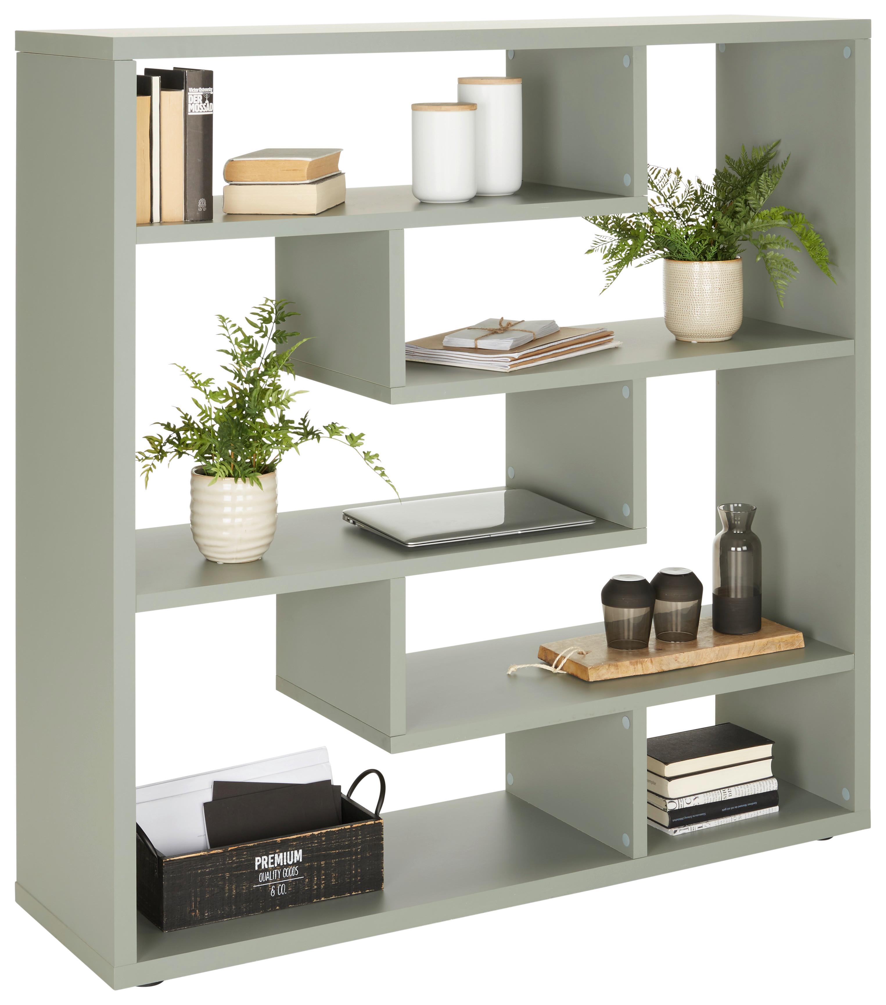 Raumteiler in Grün - Salbeigrün/Schwarz, MODERN, Holzwerkstoff/Kunststoff (130/134/40cm) - Premium Living