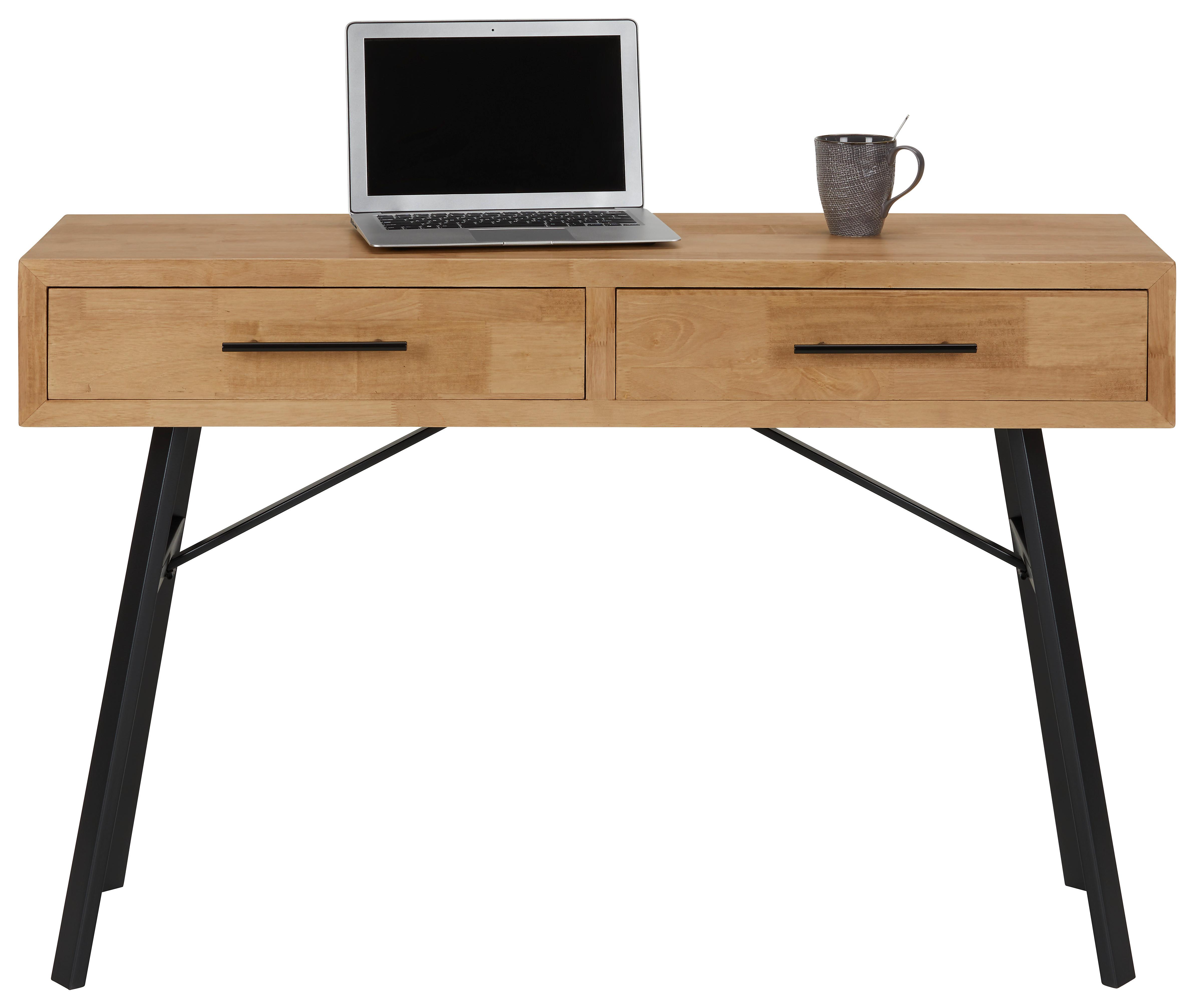 Schreibtisch aus Echtholz - Naturfarben/Grau, Lifestyle, Holz/Holzwerkstoff (120/78/40cm) - Premium Living