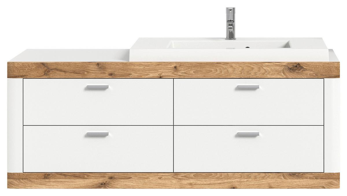 Umivalna Enota Z Umivalnikom Laredo, Bela, Barva Hrasta - barve hrasta/bela, Moderno, kovina/leseni material (132/50/48cm) - MID.YOU