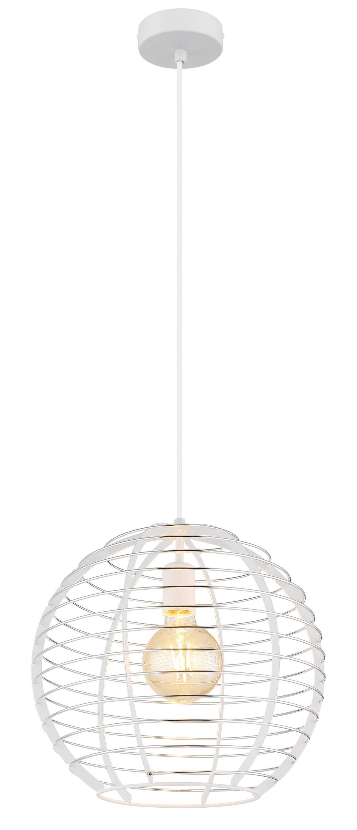 Viseća Svjetiljka Nesa - bijela/boje kroma, Basics, metal/plastika (35/120cm) - Globo