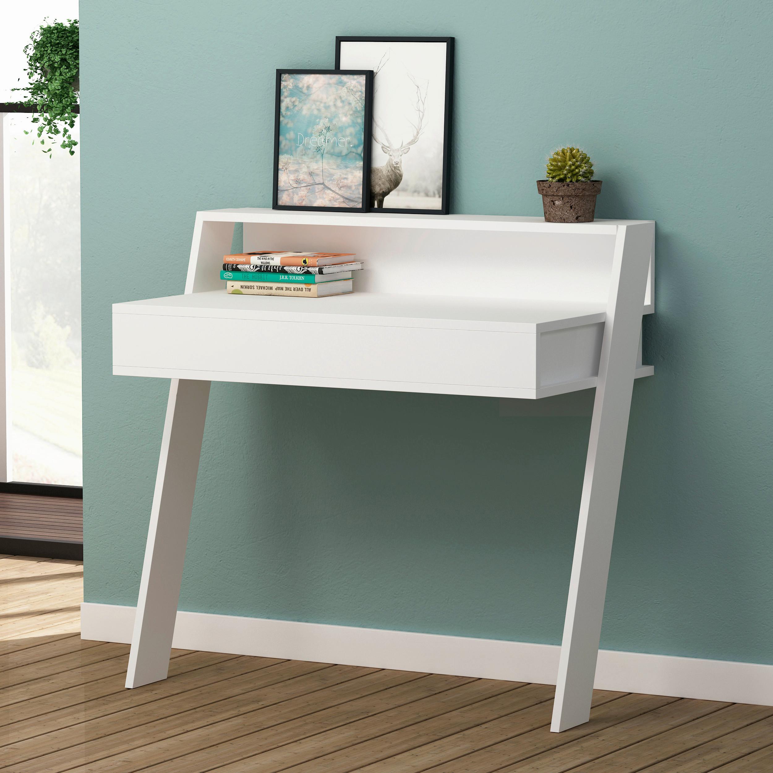 SCHREIBTISCH COWORK WORKING TABLE - Weiss, Design, Holzwerkstoff (94/50/91cm) - Livetastic