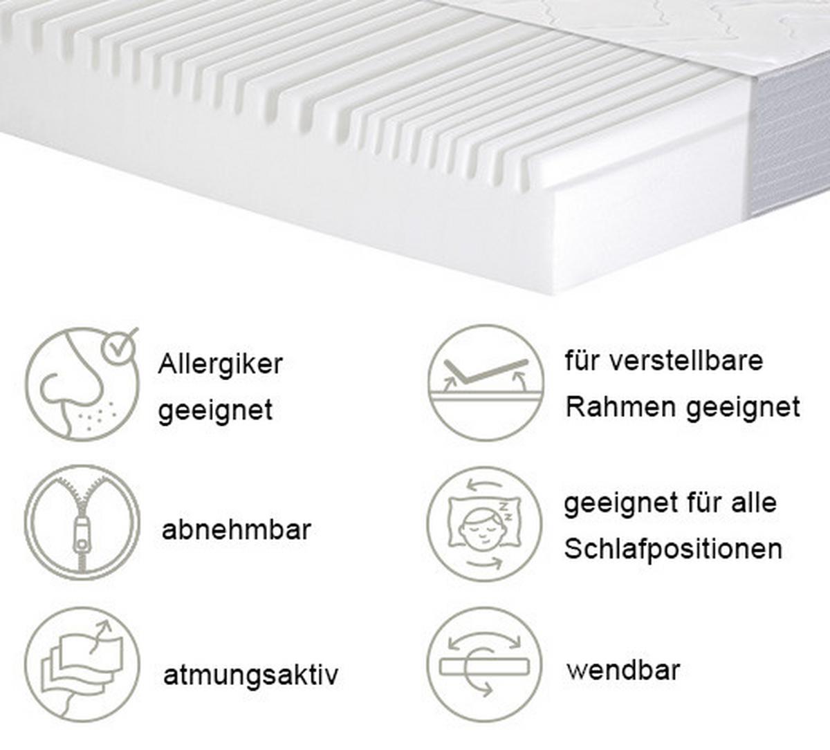 Viscomatratze Boxlike 30 Wave H2/3 ca. 140x200cm - Weiß, Basics, Textil (140/200cm) - MID.YOU