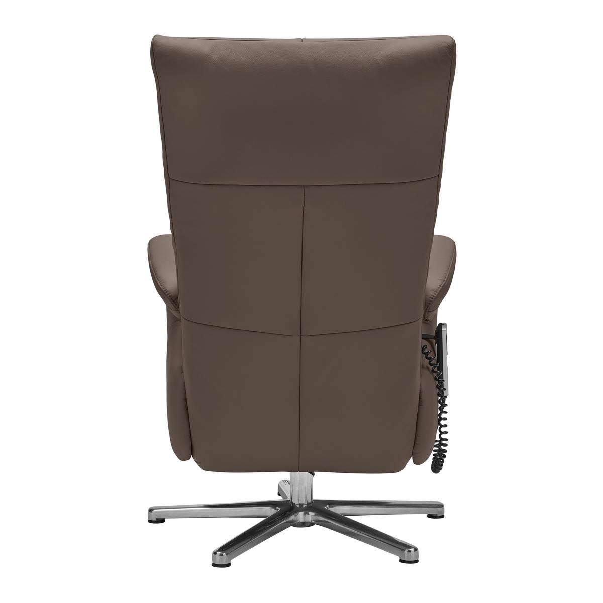 Relaxsessel Sitting 2 Mokka - Chromfarben/Mokka, MODERN, Leder (70/111/80cm) - Premium Living