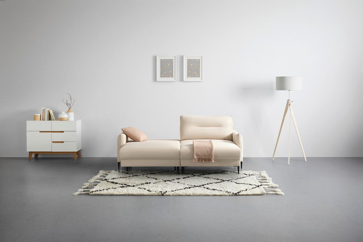 Ecksofa Domingo Beige - Beige/Schwarz, MODERN, Textil/Metall (221/94/142cm) - Mömax