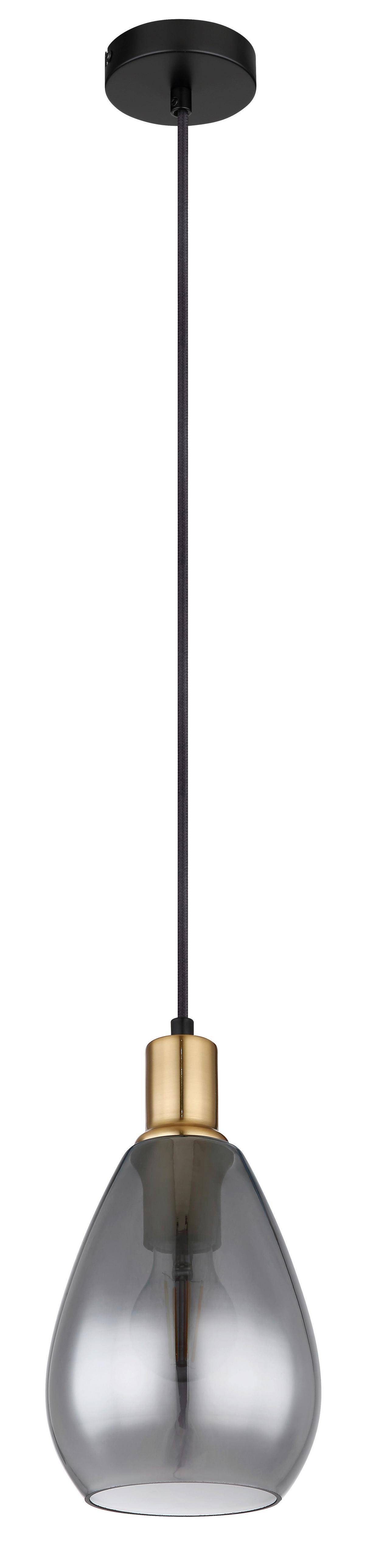 Hängeleuchte Fanni max. 40 Watt - Messingfarben/Schwarz, Design, Glas/Textil (15/120cm) - Globo