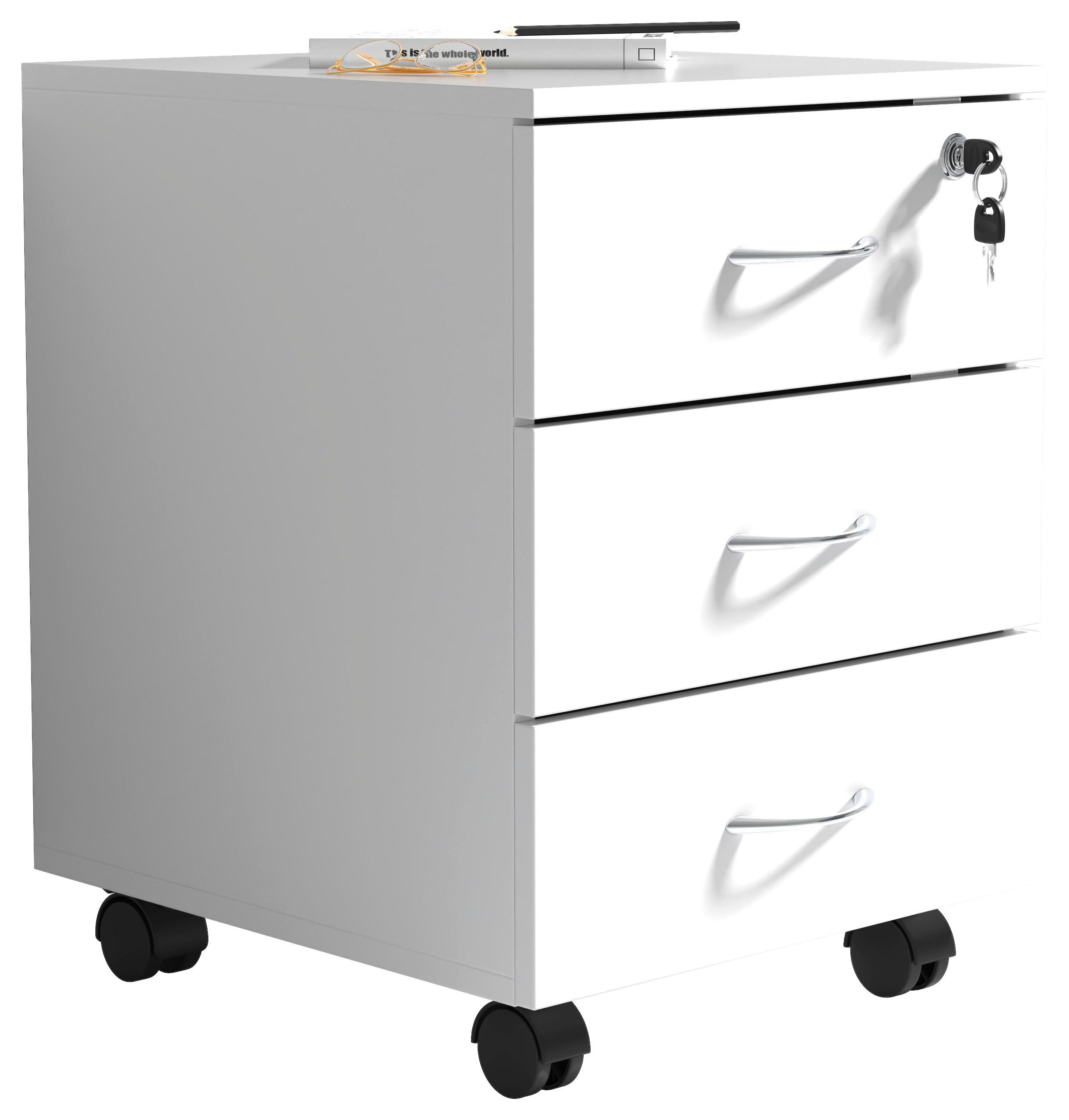 Predalnik Na Kolescih Baula L, Bela - srebrne barve/bela, Design, kovina/umetna masa (40/54/44cm) - MID.YOU