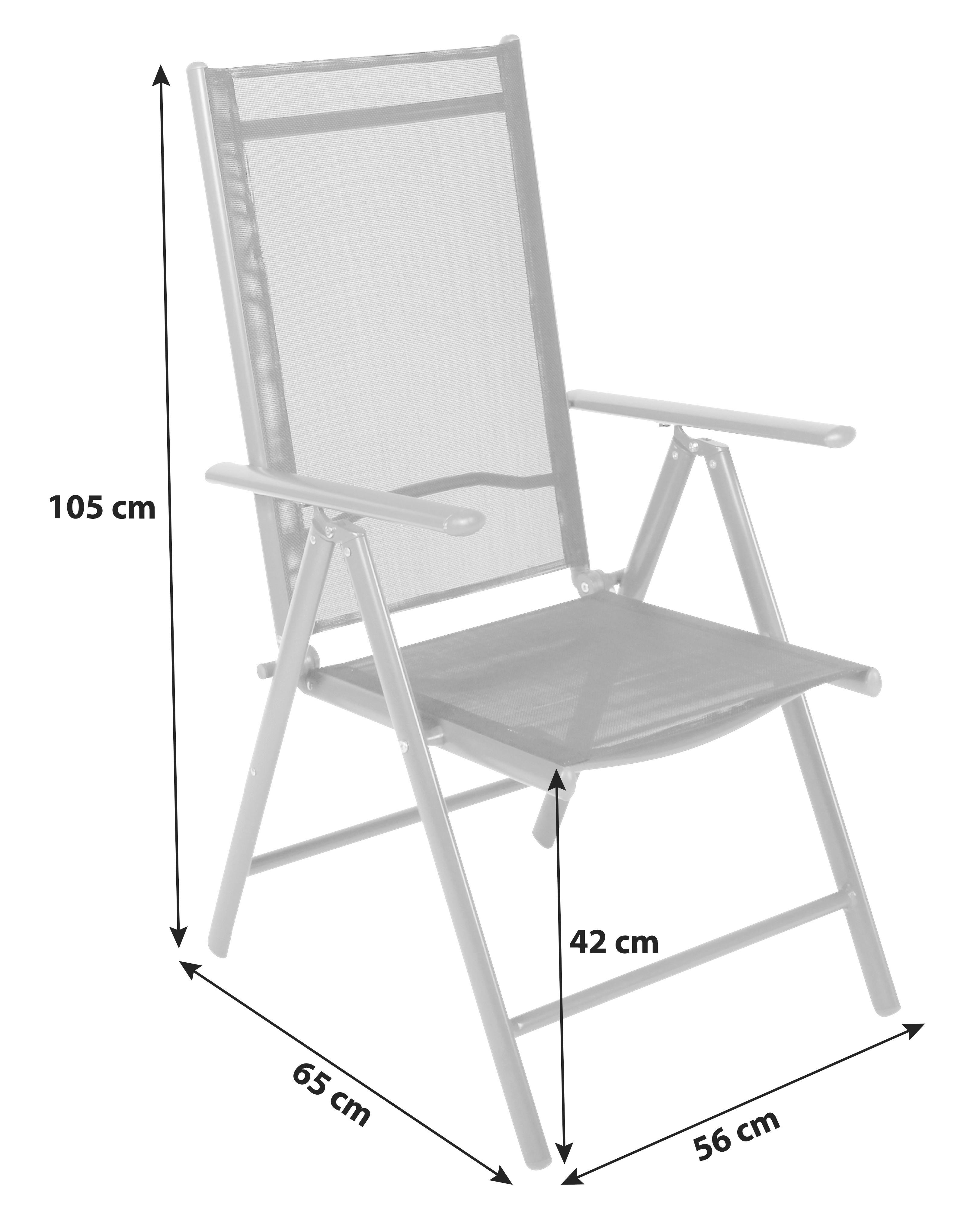 Gartenstuhl-Set 2er-Set Anthrazit mit Relaxfunktion - Anthrazit, Basics, Textil/Metall (56/105/65cm) - Gardenson