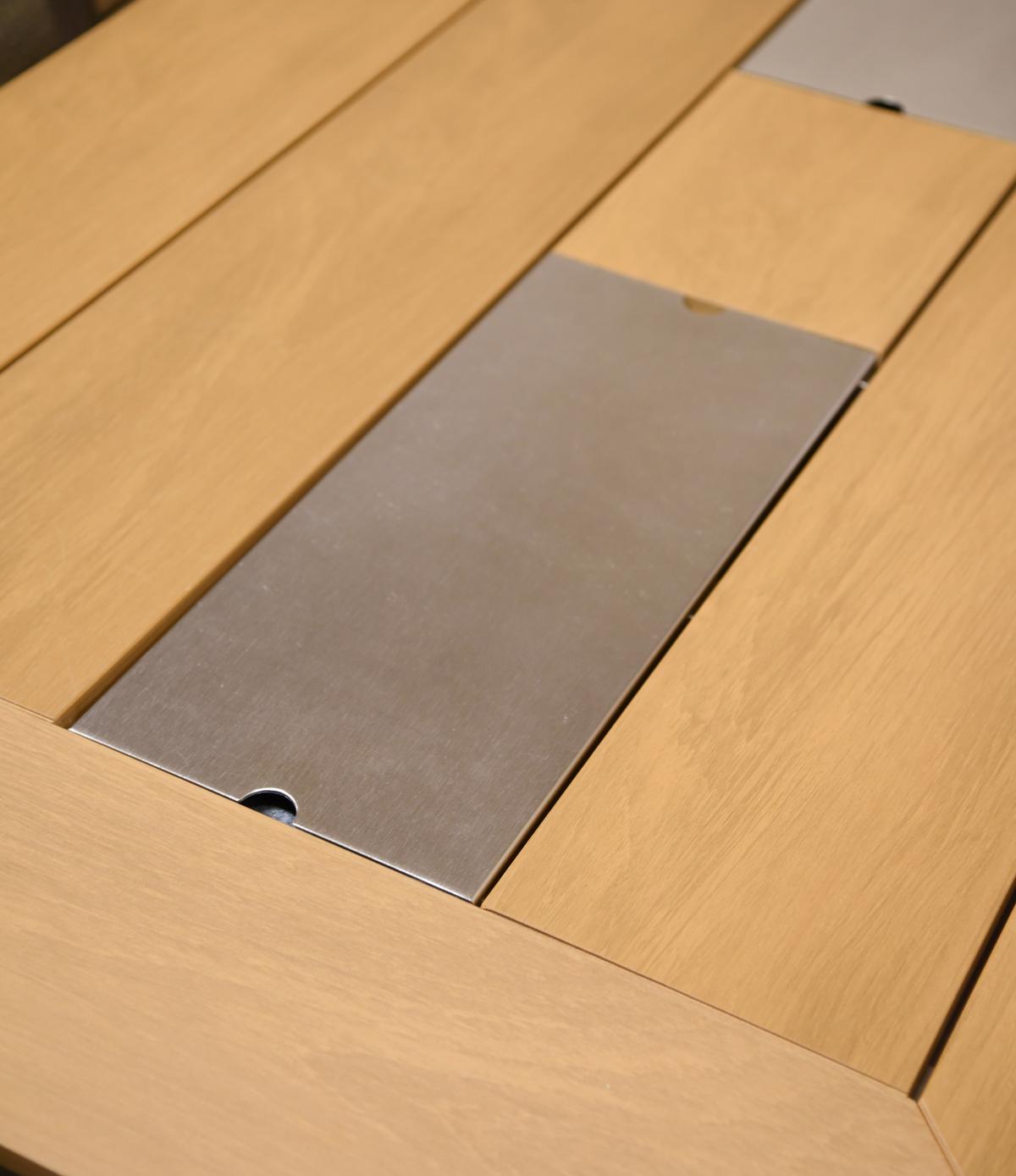 Gartentisch Florence integrierte Eisbehälter - Champagner/Grau, Basics, Kunststoff/Metall (150cm) - Gardenson