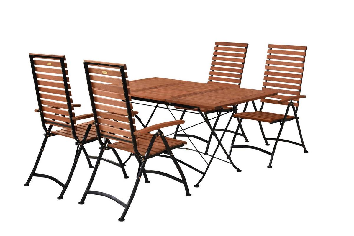 Vrtna Garnitura Eucalyptus, 5-Delna - črna/naravne barve, Konvencionalno, kovina/les - Gardenson