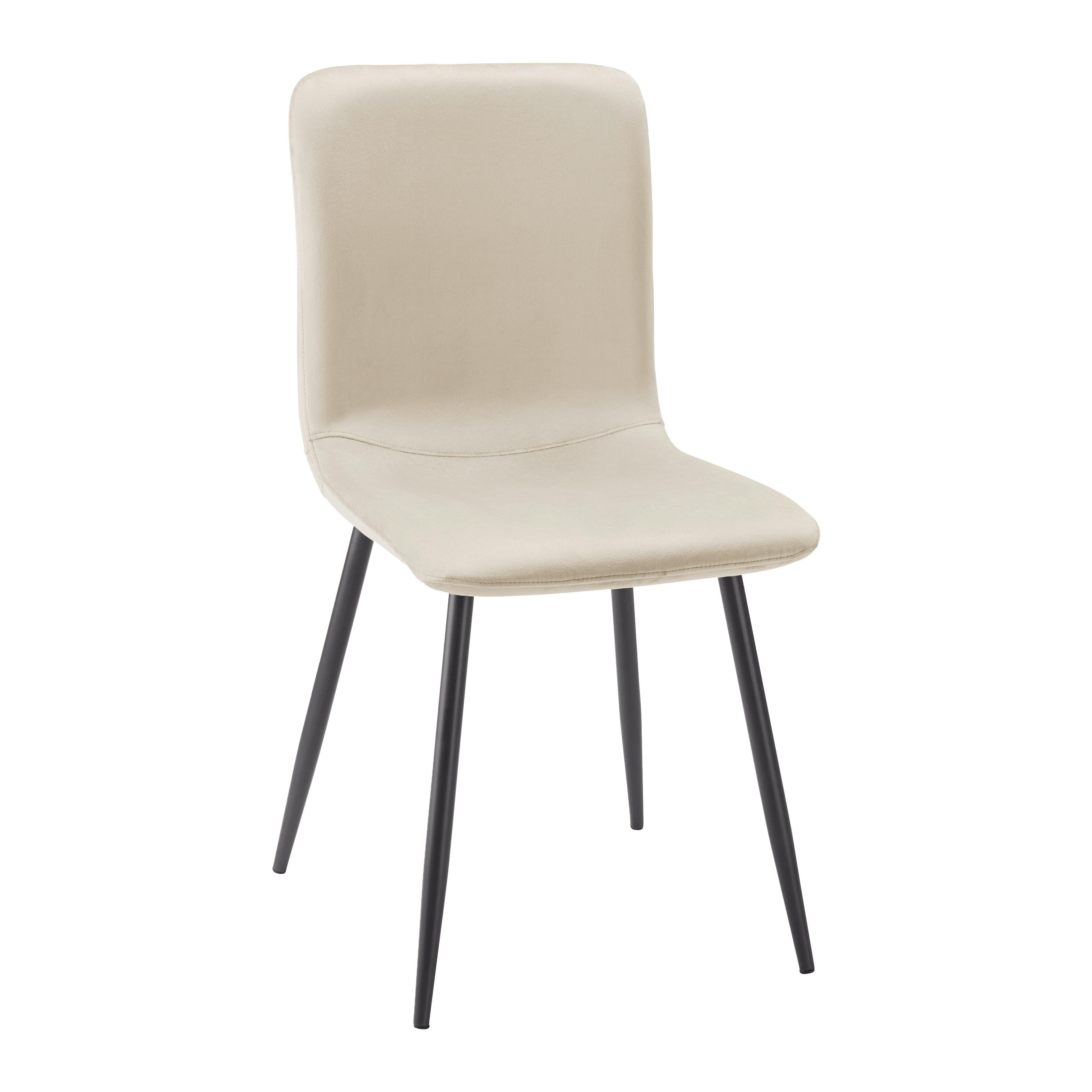 Stol Elif, Bež, Žamet - črna/bež, Moderno, kovina/tekstil (43/86/55cm) - Bessagi Home