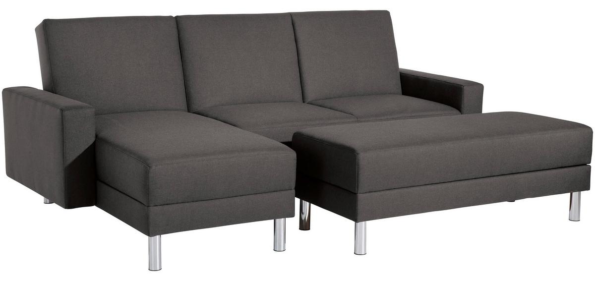 ECKSCHLAFSOFA JUST FASHION - Chromfarben/Anthrazit, KONVENTIONELL, Textil/Metall (152/230cm) - Max Winzer