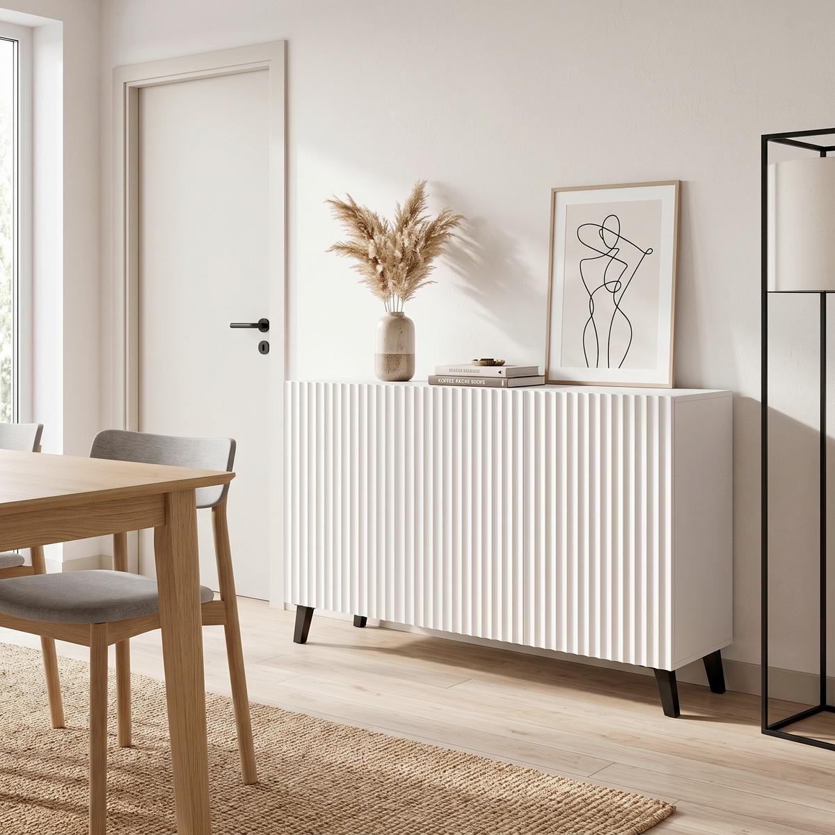 Sideboard Phuket ca. 120x78 cm Weiß - Schwarz/Weiß, Design, Holzwerkstoff/Kunststoff (120/76/39cm) - P & B