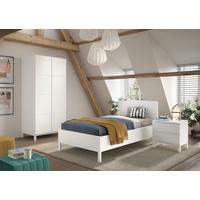 Einzelzimmer EVA Weiß, Bett, Kleiderschrank, Nachttisch - Weiß, MODERN, Holz/Holzwerkstoff - Vipack