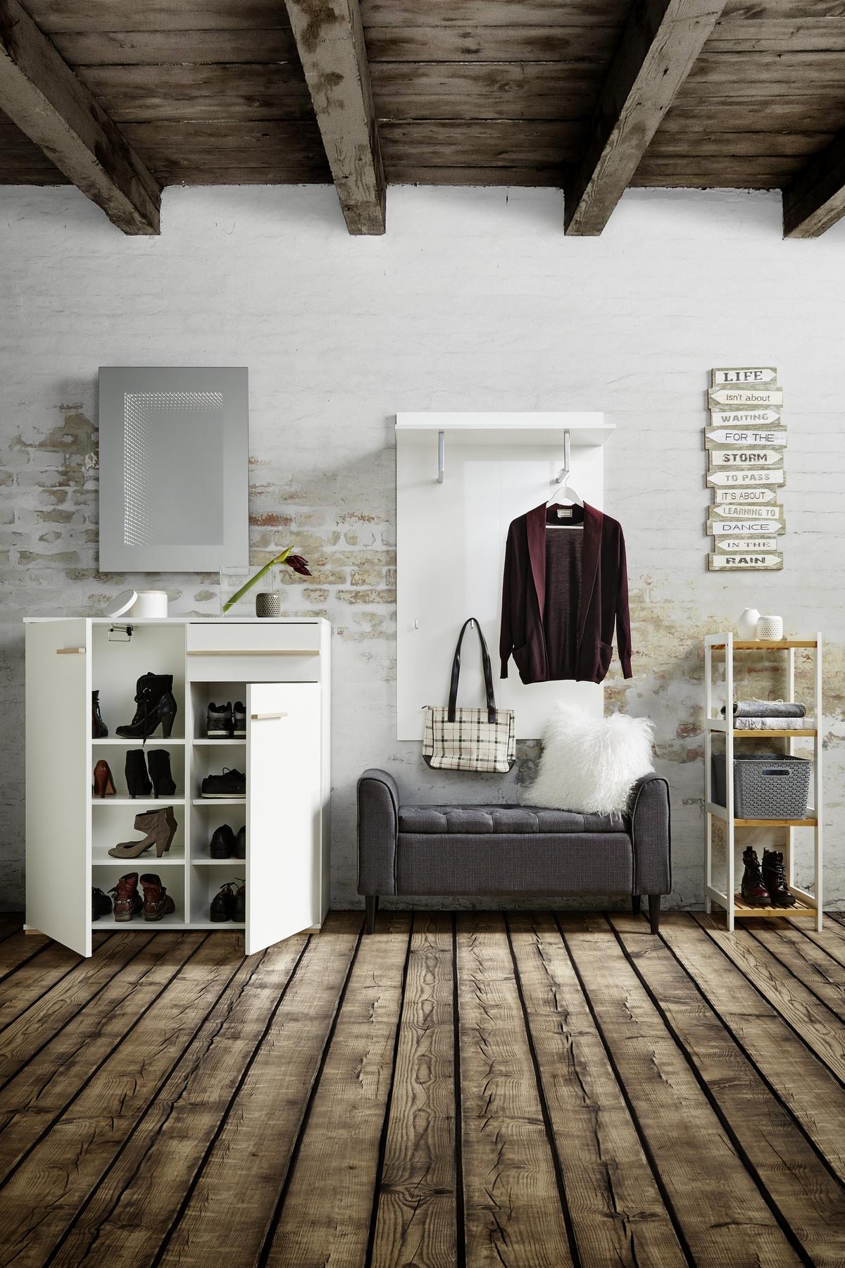 Sitzbank in Anthrazit - Anthrazit/Schwarz, ROMANTIK / LANDHAUS, Holzwerkstoff/Textil (115/58/44cm) - Premium Living
