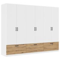 Omara Za Oblačila Bari, Bela, Barva Hrasta - siva/bela, Basics, kovina/leseni material (271/210/54cm) - Boxxx