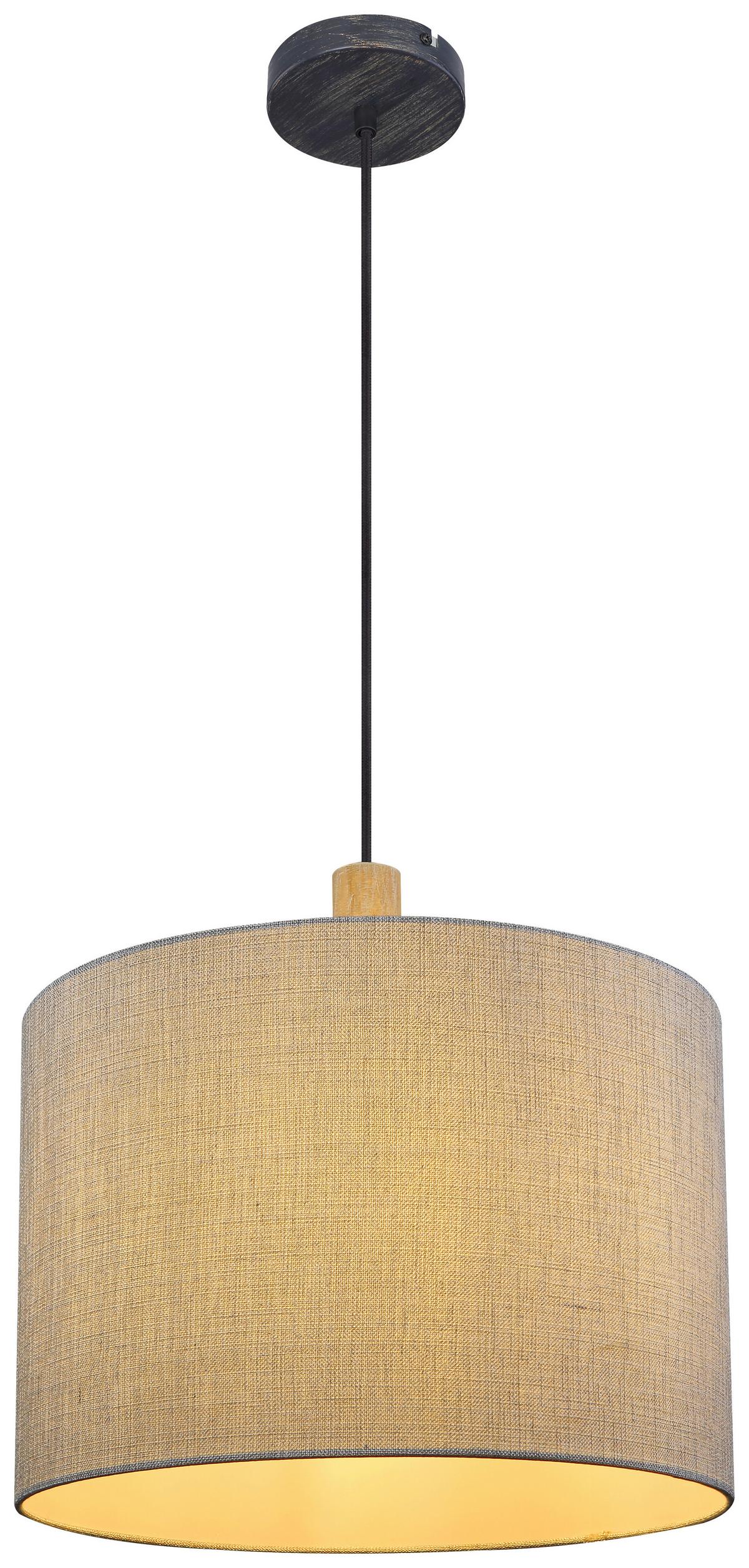 Viseča Svetilka 15378h Roger - siva/črna, Natur, kovina/tekstil (40/120cm) - Globo