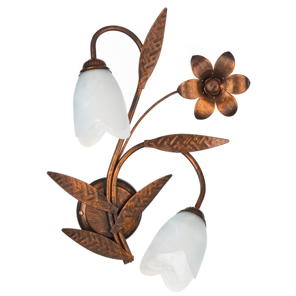 Wandleuchte Sonia Bronzefarben max. 6 Watt - Bronzefarben, KONVENTIONELL, Glas/Metall (35/19/47cm)