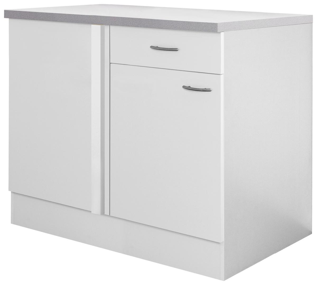 Kotna Spodnja Omarica Wito, Bela - barve nerjavečega jekla/bela, umetna masa/leseni material (110/85/60cm) - FlexWell