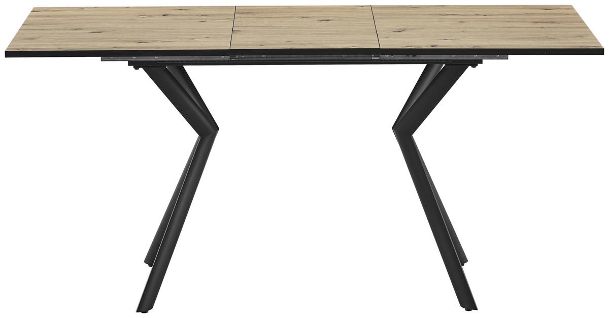 Raztegljiva Jedilna Miza Marcel, 120-160x80 - črna/barve hrasta, Moderno, kovina/leseni material (120-160/76/80cm)