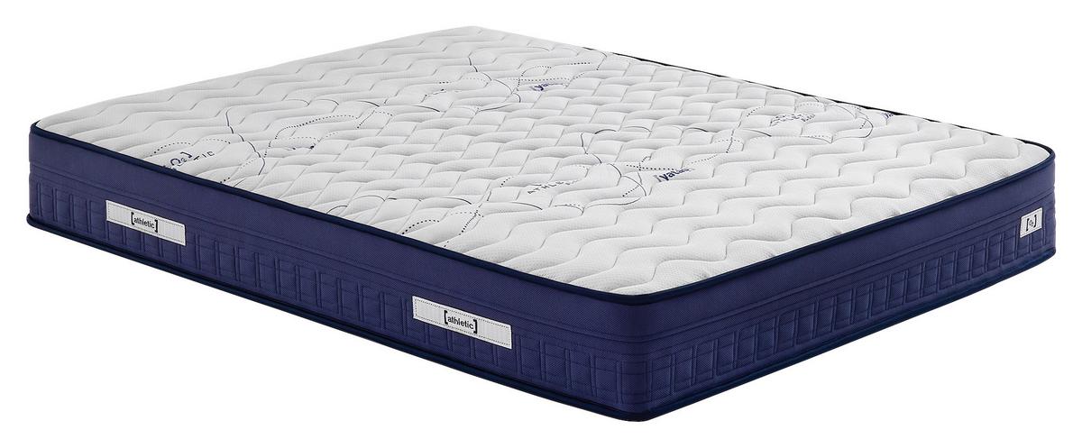 Taschenfederkernmatratze Athletic H3 ca.90x200cm - Weiß/Dunkelblau, Basics, Textil (90/200cm) - Yatas