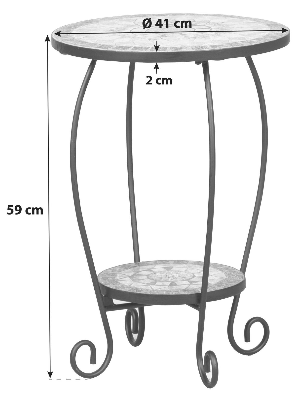 GARTENBEISTELLTISCH 380829 - Multicolor/Schwarz, MODERN, Keramik/Metall (41/41/59cm) - Siena Garden