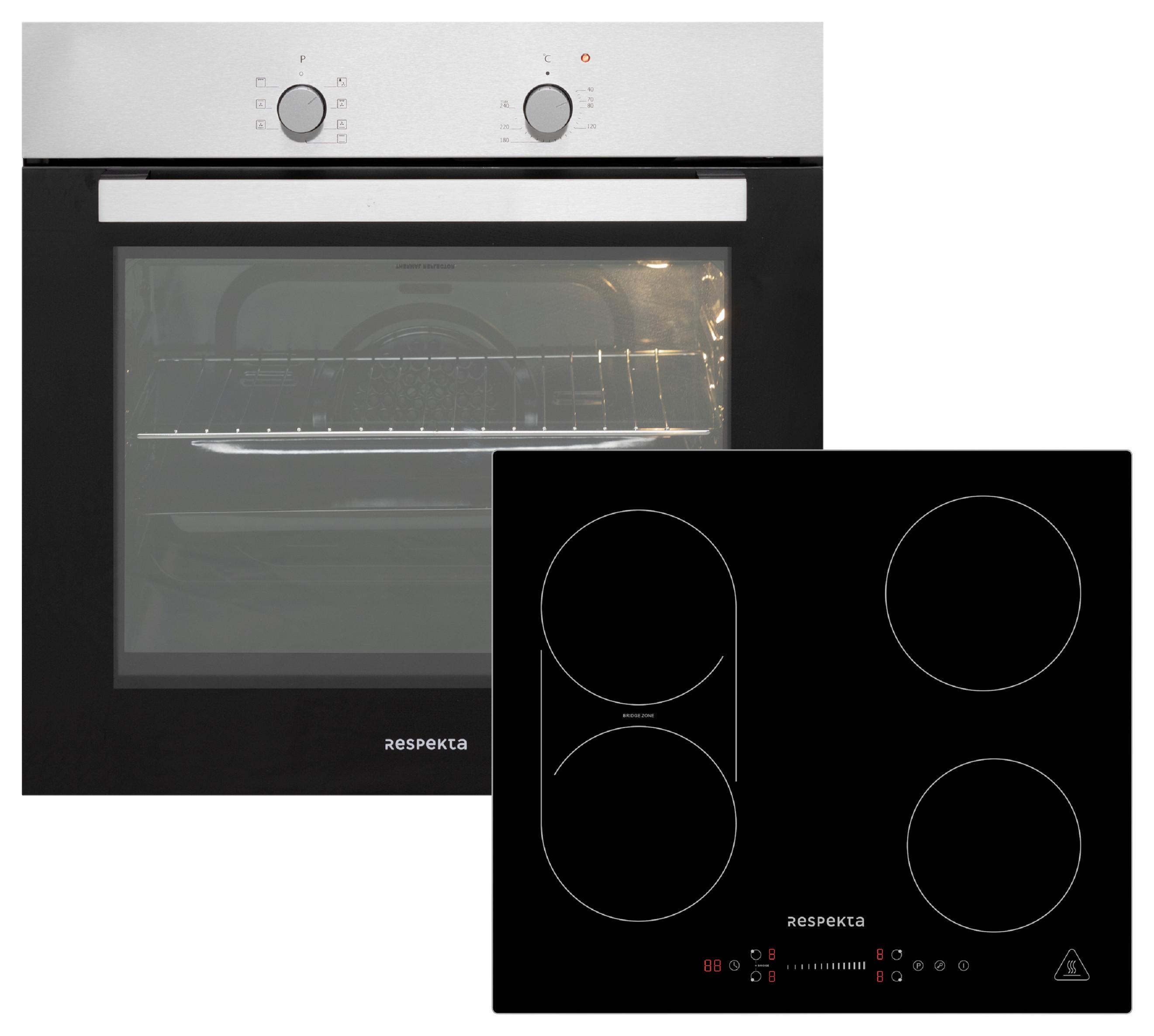 Backofenset ASET1206600l ca. 59,5/55,5/56,5cm Edelstahl - Edelstahlfarben/Schwarz, Trend, Glas/Metall (59,5/55,5/56,5cm) - Respekta