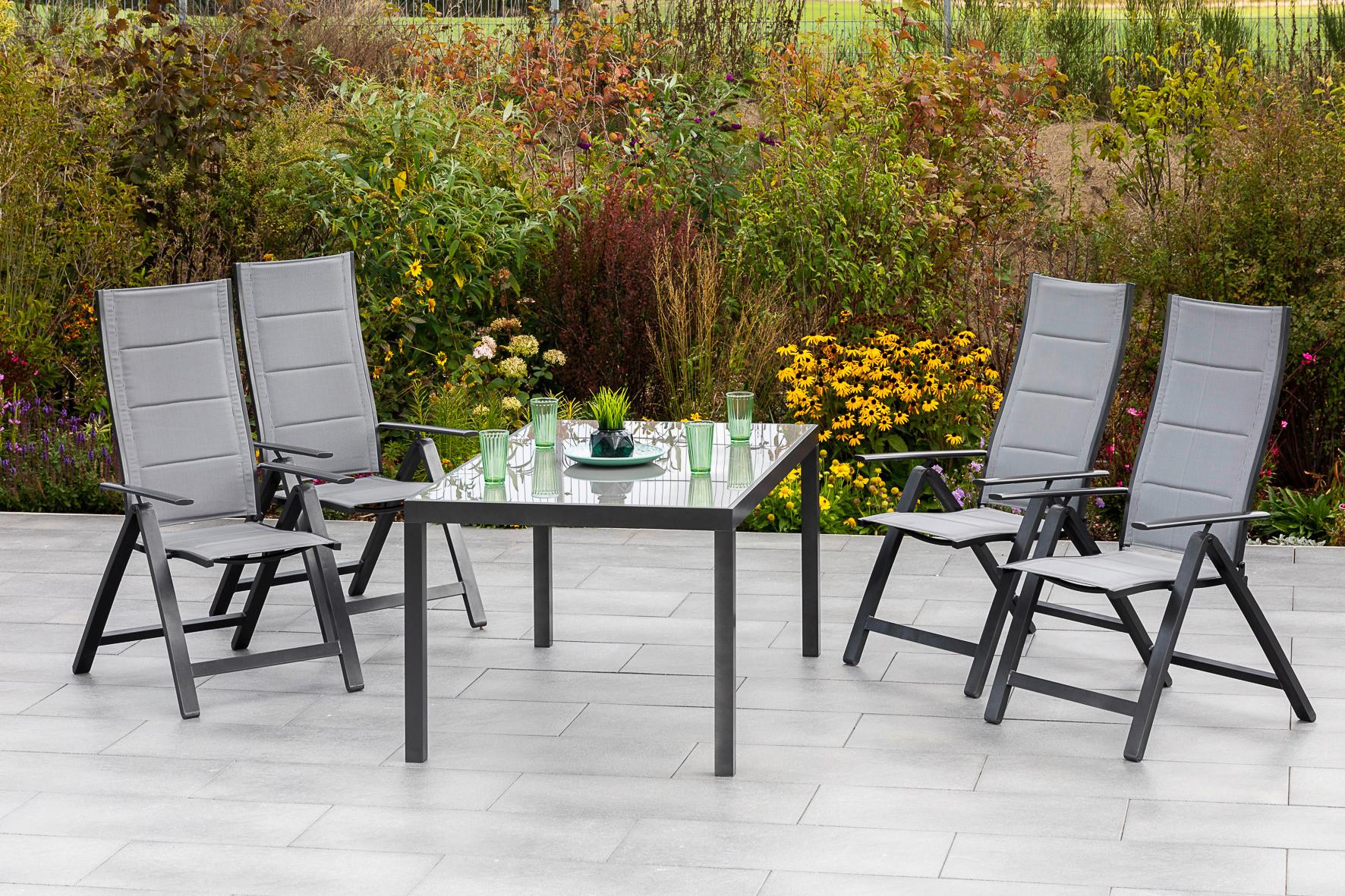 Gartensessel Florenz Graphitfarben Aluminium/Textil - Dunkelgrau/Graphitfarben, KONVENTIONELL, Textil/Metall (63/118/73cm) - Gardenson