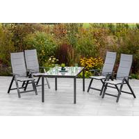 Zložljiv Vrtni Stol Florenz, Aluminij, Tekstil, Siva - temno siva/barve grafita, Konvencionalno, kovina/tekstil (63/118/73cm) - Gardenson